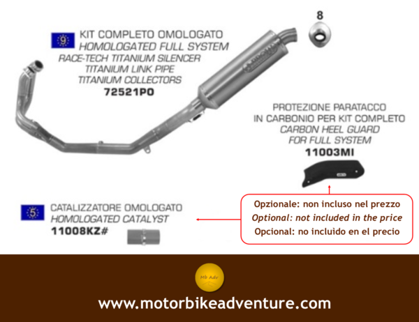KIT COMPLETO TITANIO ARROW (senza catalizzatore) - HONDA CRF 1000 L (2015 in poi)